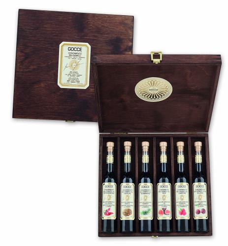 K1618 Cofanetto legno con 6 Condimenti Aromatizzati (6x100 ml - 6x3.38 fl. oz)